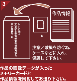 作品の画像データが入ったメモリーカードと作品情報を同封してお送り下さい